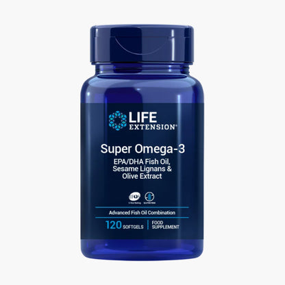 スーパーオメガ3 EPA / DHA フィッシュオイル ゴマリグナン オリーブエキス Super Omega-3 EPA / DHA Fish Oil 120粒 Life Extension